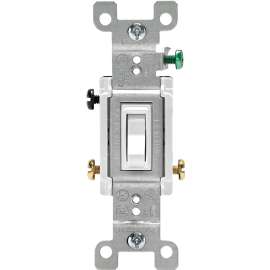 Leviton 1453-2W Switch, 15 A, 120 V, 3 -Position, Push-In Terminal, Thermoplastic Housing Material, White