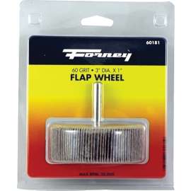 Forney 60181 Flap Wheel, 3 in Dia, 1 in Thick, 1/4 in Arbor, 60 Grit, Aluminum Oxide Abrasive