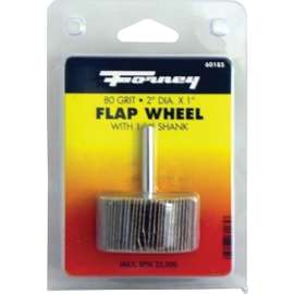 Forney 71689 Flap Wheel, 2 in Dia, 1 in Thick, 1/4 in Arbor, 80 Grit, Aluminum Oxide Abrasive