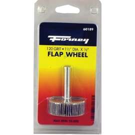 Forney 60189 Flap Wheel, 1-1/2 in Dia, 1/2 in Thick, 1/4 in Arbor, 120 Grit, Aluminum Oxide Abrasive