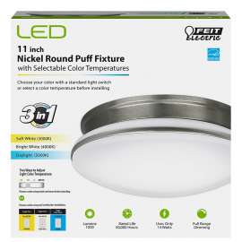 Feit Electric PF11/RND/4WY/NK Ceiling Fixture, 120 V, 14 W, LED Lamp, 1000 Lumens, Aluminum Fixture