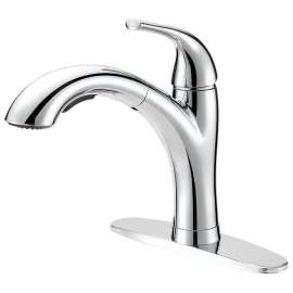 Boston Harbor Pull-Out Kitchen Faucet, 1.8 gpm, 1-Faucet Handle, 1, 3-Faucet Hole, Metal/Plastic, Chrome