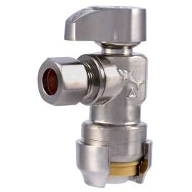 SharkBite 23036LFBN Angle Stop Valve, 1/2 x 3/8 in Connection, Push-to-Connect x Compression, 4 gpm, 125 psi Pressure