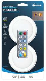 Westek BL-PCCT-W2 Adjustable Puck Light, AA Battery, LED Lamp, 80 Lumens, 3000, 4000, 5000 K Color Temp, White