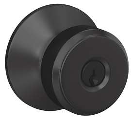 Schlage F Series F51VBWE622 Entry Lock, AAA, Grade 2 Grade, Keyed Key, Metal, Matte Black, Bowery Knob Handle