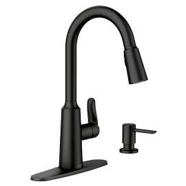 Moen Edwyn 87028 Series 87028BL Pull-Down Kitchen Faucet, 1.5 gpm, 1-Faucet Handle, 1, 4-Faucet Hole, Metal, Matte