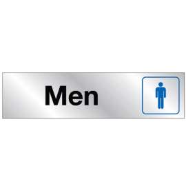 HY-KO 478 Sign, Men, Silver Background, Vinyl, 2 x 8 in Dimensions