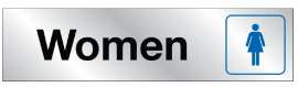 HY-KO 479 Sign, Women, Silver Background, Vinyl, 2 x 8 in Dimensions