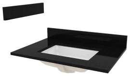 Foremost ST31228BGR Vanity Top, 31 in OAL, 22 in OAW, Granite/Vitreous China, Black Galaxy, 1-Bowl, Rectangular Bowl