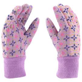 Miracle-Gro MG65757-Y Youth Garden Gloves, Knit Cuff, Cotton/Polyester/PVC, Multi-Color