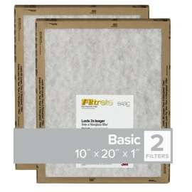 Filtrete FPL07-2PK-24 Flat Panel Air Filter, 20 in L, 10 in W, 2 MERV, For: Air Conditioner, Furnace and HVAC System
