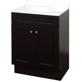 Zenna Home SBC24CH 2-Door Shaker Vanity with Top, Wood, Espresso, Cultured Marble Sink, White Sink