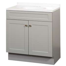 Zenna Home SBC30GY 2-Door Shaker Vanity with Top, Wood, Cool Gray, Cultured Marble Sink, White Sink