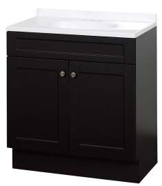 Zenna Home SBC30CH 2-Door Shaker Vanity with Top, Wood, Espresso, Cultured Marble Sink, White Sink