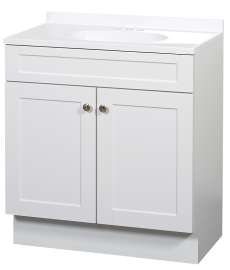 Zenna Home SBC36WW 2-Door Shaker Vanity with Top, Wood, White, Cultured Marble Sink, White Sink
