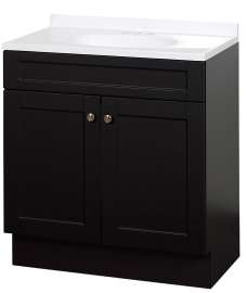 Zenna Home SBC36CH 2-Door Shaker Vanity with Top, Wood, Espresso, Cultured Marble Sink, White Sink