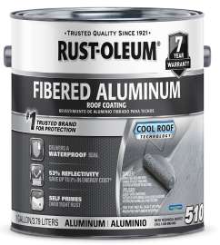 RUST-OLEUM 510 Series 301907 Roof Coating, Bright Aluminum, 1 gal, Liquid