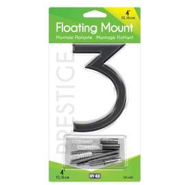 HY-KO FM-4BK-3 House Number, Character: 3, 4 in H Character, Black Character