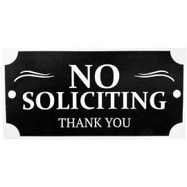 HY-KO PLQ-001 Plaque, NO SOLICITING, Black/White Legend, Polystyrene, 8.25 H x 3.875 in W x 0.07 in D Dimensions