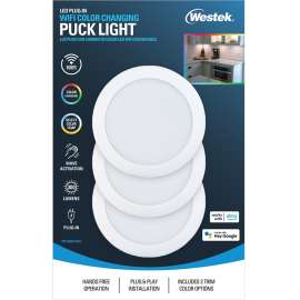Westek PIP-RGB-WIFI WiFi and Motion Controlled Puck Light, 120 V, 3.5 W, 3-Lamp, LED Lamp, 300 Lumens