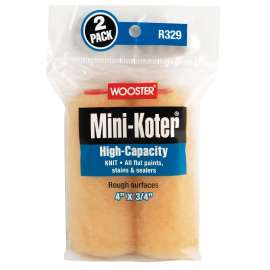 WOOSTER MINI-KOTER R329-4 Mini-Roller Cover, 3/4 in Thick Nap, 4 in L, Fabric Cover