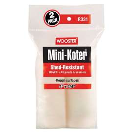 WOOSTER MINI-KOTER R331-4 Mini-Roller Cover, 3/4 in Thick Nap, 4 in L, Fabric Cover