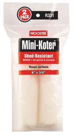 WOOSTER MINI-KOTER R331-6 Mini-Roller Cover, 3/4 in Thick Nap, 6 in L, Fabric Cover