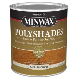 Minwax PolyShades 61330444 Wood Stain and Polyurethane, Satin, Olde Maple, Liquid, 1 qt, Can