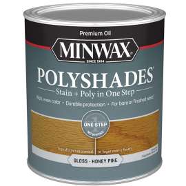 Minwax PolyShades 61410444 Wood Stain and Polyurethane, Gloss, Honey Pine, Liquid, 1 qt, Can