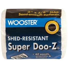 WOOSTER SUPER DOO-Z R205-3 Roller Cover, 3/8 in Thick Nap, 3 in L, Fabric Cover, White