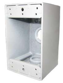TEDDICO/BWF B-5WV Outlet Box, 1 -Gang, 3 -Knockout, 3-1/2 in Knockout, Metal, White, Powder-Coated