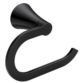 Moen Mikah Series Y0786BL Towel Ring, Zinc, Matte Black, Wall Mounting