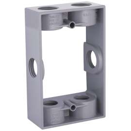 HUBBELL 5400-5 Extension Adapter with Lug, 5-1/4 in L, 3-1/2 in W, 1 -Gang, 6 -Knockout, Die-Cast Aluminum, Gray