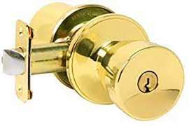 Dexter J54VBYR605 Keyed Entry Knob, 3 Grade, Metal, Brass, 2-3/8, 2-3/4 in Backset, 1-3/8 to 1-3/4 in Thick Door