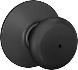Schlage F Series F40 V PLY 622 Privacy Door Lockset, Pushbutton Lock, Knob Handle, Metal, Matte Black