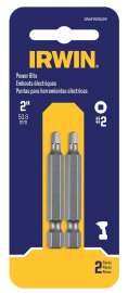 IRWIN IWAF22SQ22 Power Bit, #2 Drive, Square Drive, 1/4 in Shank, Hex Shank, 2 in L, Steel