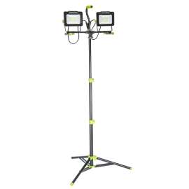 PowerSmith PWLD140T Work Light with Tripod, 120 V, 110 W, 2-Lamp, LED Lamp, 14,000 Lumens, 5000 K Color Temp
