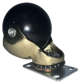 DH CASTERS C-H20P2BR Swivel Ball Caster, 2 in Dia Wheel, Rubber Wheel, Black, 90 lb