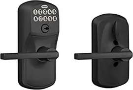 Schlage FE595 V PLY 622 LAT Keypad Lever with Trim, Matte Black, Lever Interior Handle