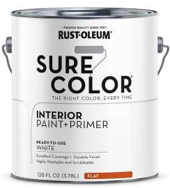 RUST-OLEUM Sure Color Series 380215 Wall Paint, Flat, White, 1 gal Can
