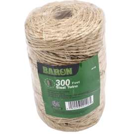 BARON 40106 Twine, 1/8 in Dia, 300 ft L, 7 lb Working Load, Natural Fiber, Brown