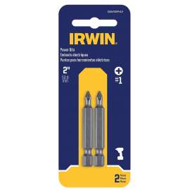 IRWIN IWAF22PH12 Power Bit, #1 Drive, Phillips Drive, 1/4 in Shank, Hex Shank, 1-15/16 in L, Steel