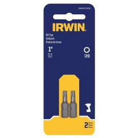 IRWIN IWAF21TX202 Insert Bit, T20 Drive, Torx Drive, 1/4 in Shank, Hex Shank, 1 in L, Steel