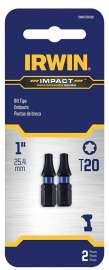 IRWIN IWAF31TX202 Insert Bit, T20 Drive, Torx Drive, 1/4 in Shank, Hex Shank, 25 mm L, Steel