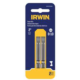 IRWIN IWAF22SL82 Power Bit, #8-10 Drive, Slotted Drive, 1/4 in Shank, Hex Shank, 1-15/16 in L, Steel