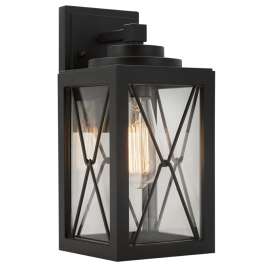 Boston Harbor 0387-WD Outdoor Wall Lantern, 120 V, 60 W, Aluminum Fixture, Black Fixture, Matte Fixture