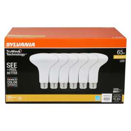 Sylvania Natural 41328 LED Bulb, BR30 Lamp, 65 W Equivalent, E26 Medium Lamp Base, Dimmable, Frosted