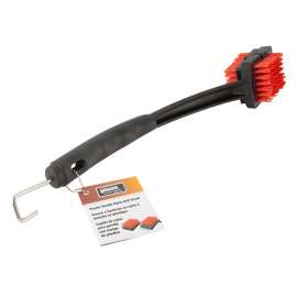 Omaha BBQ1005 Grill Brush with Scraper, 3 in L Brush, 2 in W Brush, Nylon Bristle, Red Bristle, 2-3/4 in L Trim, 19 in L