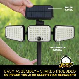 Bell+Howell Bionic 8523 Solar Flood Light with Motion Sensor, 120 -Lamp, Integrated LED Lamp, Daylight Light, 500
