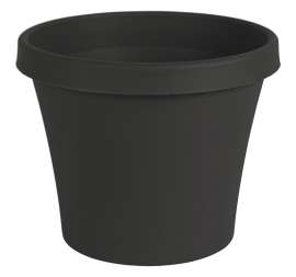 Bloem Terra TR1200 Planter, 14-1/2 in W, 14-1/2 in D, Round, Tapered Design, Plastic, Black, Matte